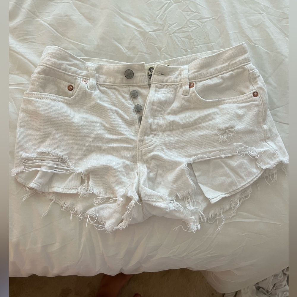 Free People white jean shorts with rips - size 26!